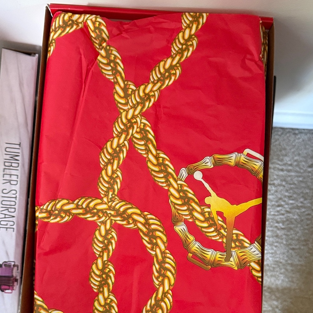 Red Tissue Wrap with Gold Rope & Jumpman Logo